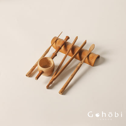 Gohobi Bamboo Basket Tea Accessories Set – Japanese-Style Six Gentlemen Kung Fu Tea Tools