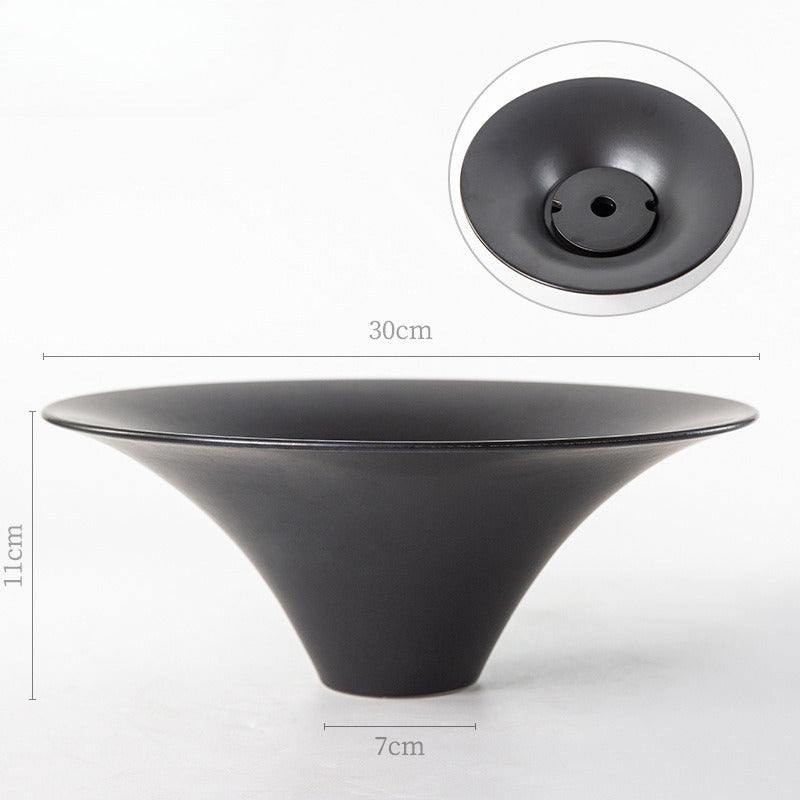 Gohobi Japanese Ikebana Ceramic Flower Bowl – Matte Zen Large Flower Arrangement Vase