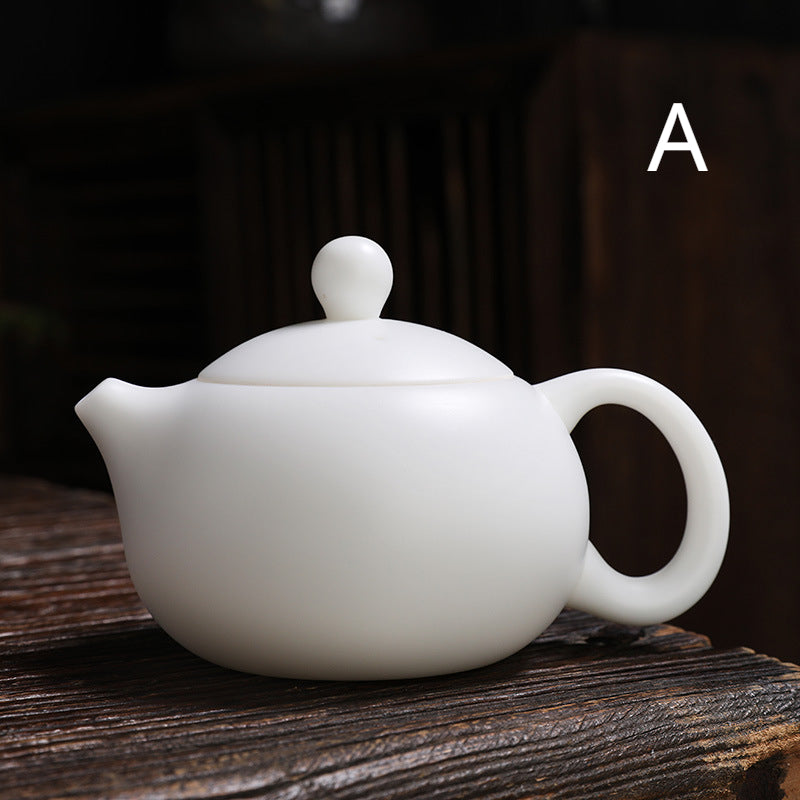 Gohobi Handmade Jade White Ceramic Teaware Teapot Tea cup