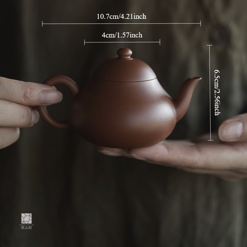 [賦山敘 x Gohobi] Handmade Chaozhou-Style Yixing Zhuni Red Zisha Clay Teapot – Original Ore Small Pear Shape Zisha Gongfu Teapot
