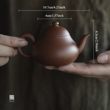 [賦山敘 x Gohobi] Handmade Chaozhou-Style Yixing Zhuni Red Zisha Clay Teapot – Original Ore Small Pear Shape Zisha Gongfu Teapot