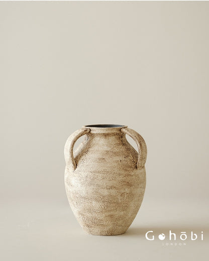 Gohobi Japanese Wabi-Sabi Three-Ear Ceramic Vase – Handmade Dried Flower Decorative Vase