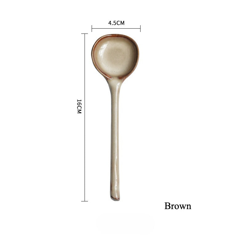 Gohobi Japanese Vintage Ceramic Long-Handle Spoon