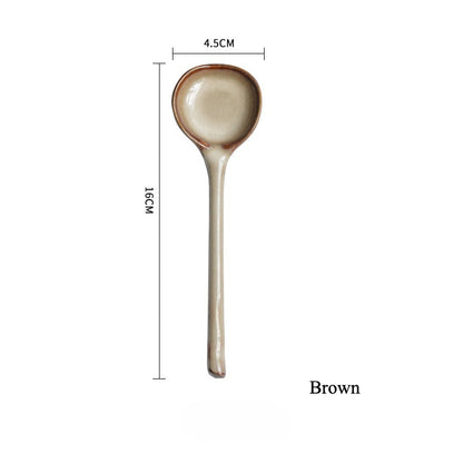 Gohobi Japanese Vintage Ceramic Long-Handle Spoon