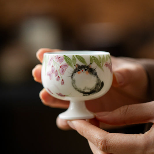 Gohobi Hand-Painted Cat High-Foot Cup