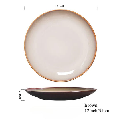 Gohobi Kiln-Change Ceramic Flat Dining Plate