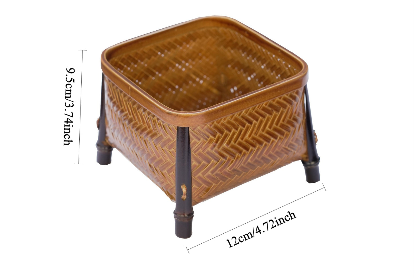 Gohobi Bamboo Woven Storage Basket – Lacquered Chinese Style Tea Accessory Basket