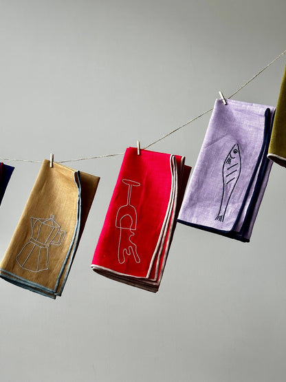 Gohobi x MÆGEN Linen Blend Napkins - Fish (Set of 2)