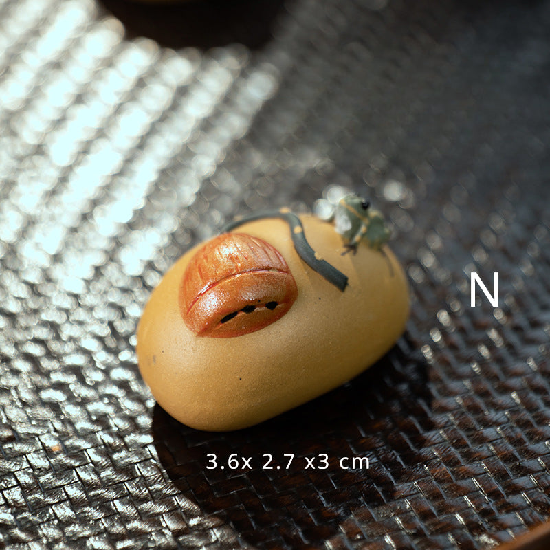 Yixing Purple Sand Spray Pastèque Thé Pet Fait Main Grenouille, Citrouille, Graines de Lotus, Citron, Fève Service à Thé, Sculpture En Gros