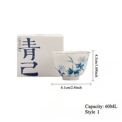 Gohobi Hand-Painted Blue-and-White Thin-Walled Teacup