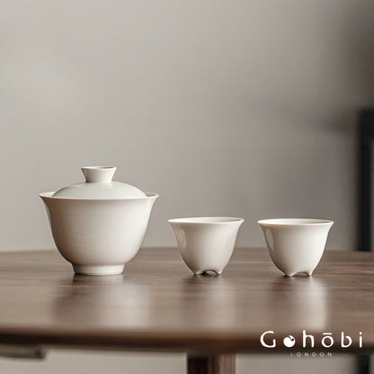 Gohobi Wood Ash Glaze Three-Legged Teacup – Handmade Song Style Gongfu Master Cup