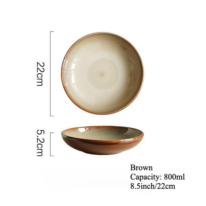 Gohobi Japanese Kiln-Change Ceramic Pasta and Salad Plate