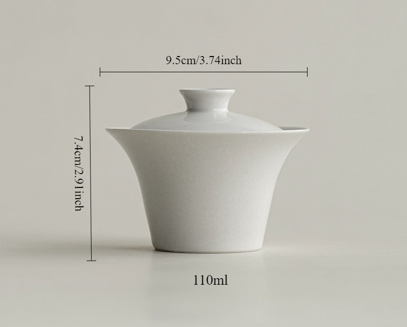 Gohobi Plant Ash Glaze Horseshoe Gaiwan – Thin Porcelain Gongfu Tea Brewing Bowl