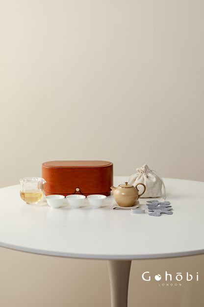 Gohobi Gallery Collection – Portable Gongfu Travel Tea Set with Leather Case
