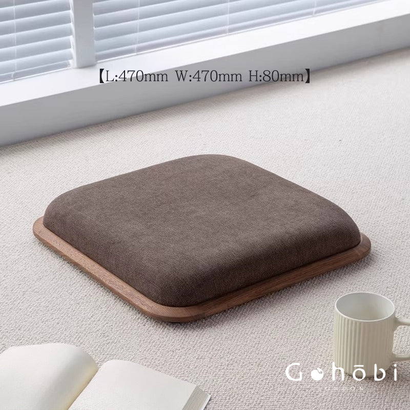 Gohobi Black Walnut Tatami Seat Cushion – Solid Wood Futon Meditation Seat for Tea Room, Bay Window or Floor Seating