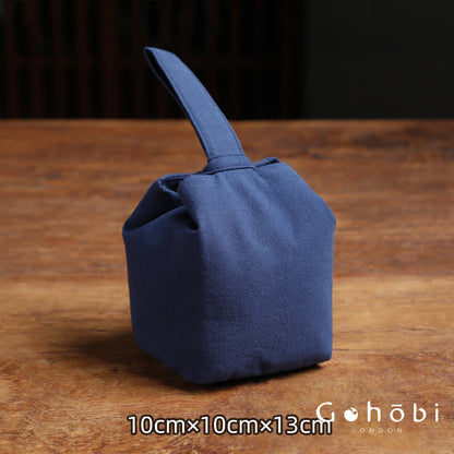 Gohobi Classic Travel Teaware Bag – Plain Cotton Tea Set Storage & Outdoor Carry Case