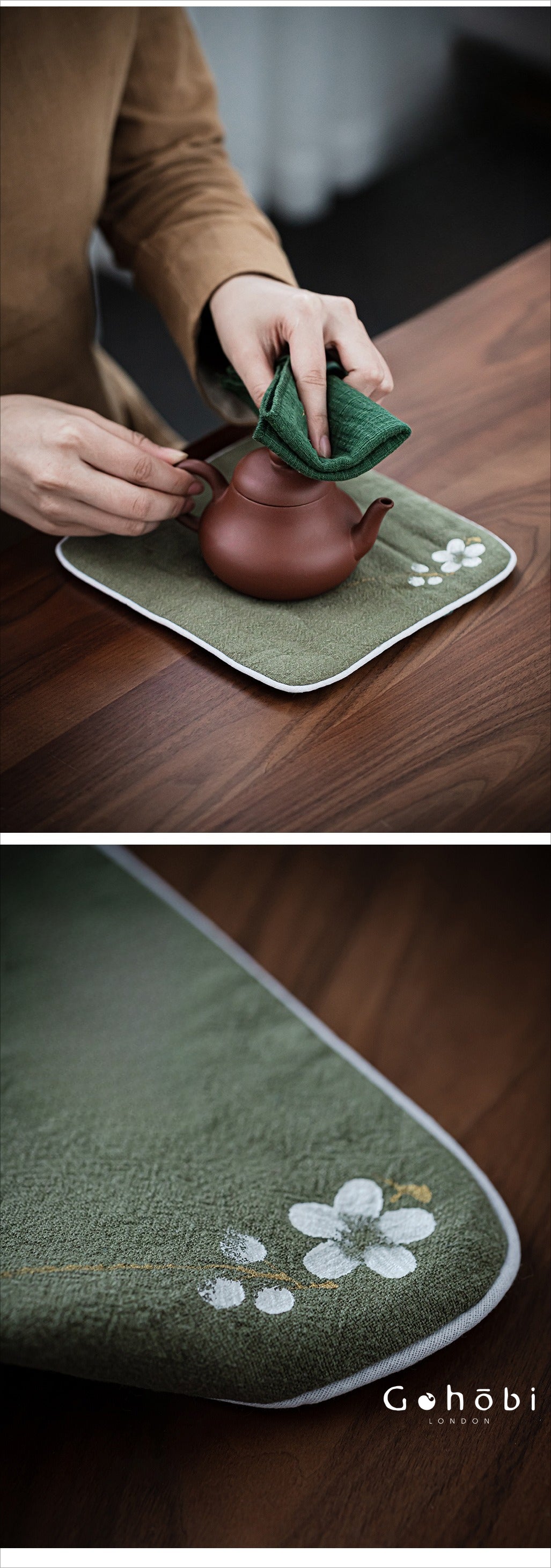 Gohobi Handmade Cotton Linen Tea Towel – Japanese Style Absorbent Zen Tea Cloth