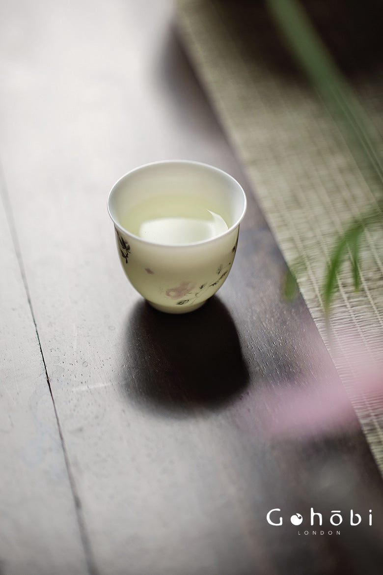 Gohobi Sweet White Porcelain Teacup – Handmade Thin Porcelain Gongfu Master Cup