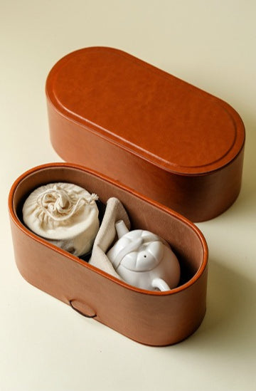 Gohobi White Porcelain Pumpkin Travel Tea Set