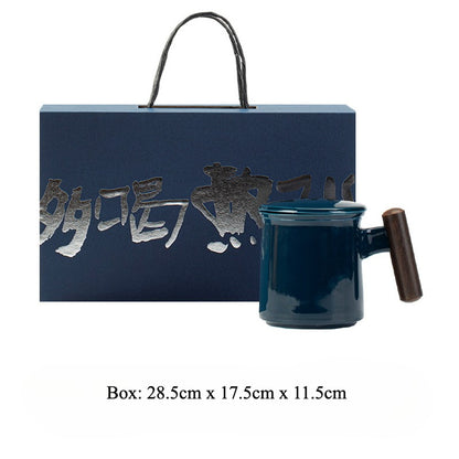 Gohobi Ceramic Office Mug with Infuser and Lid