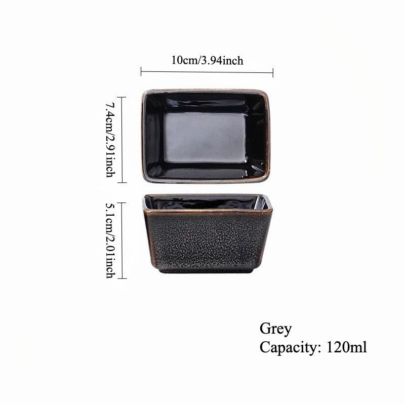 Gohobi Iridescent Kiln-Change Rectangular Ceramic Sauce Bowl