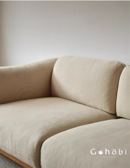 Gohobi Nordic Solid Wood Fabric Sofa – Handmade Double Sofa for Living Room or Small Apartment | FSC Certified Furniture