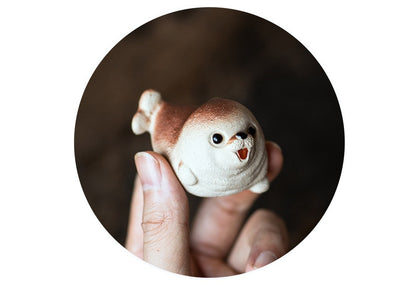 Gohobi Yixing Purple Clay Seal Tea Pet – Handmade Marine Animal Zisha Ornament