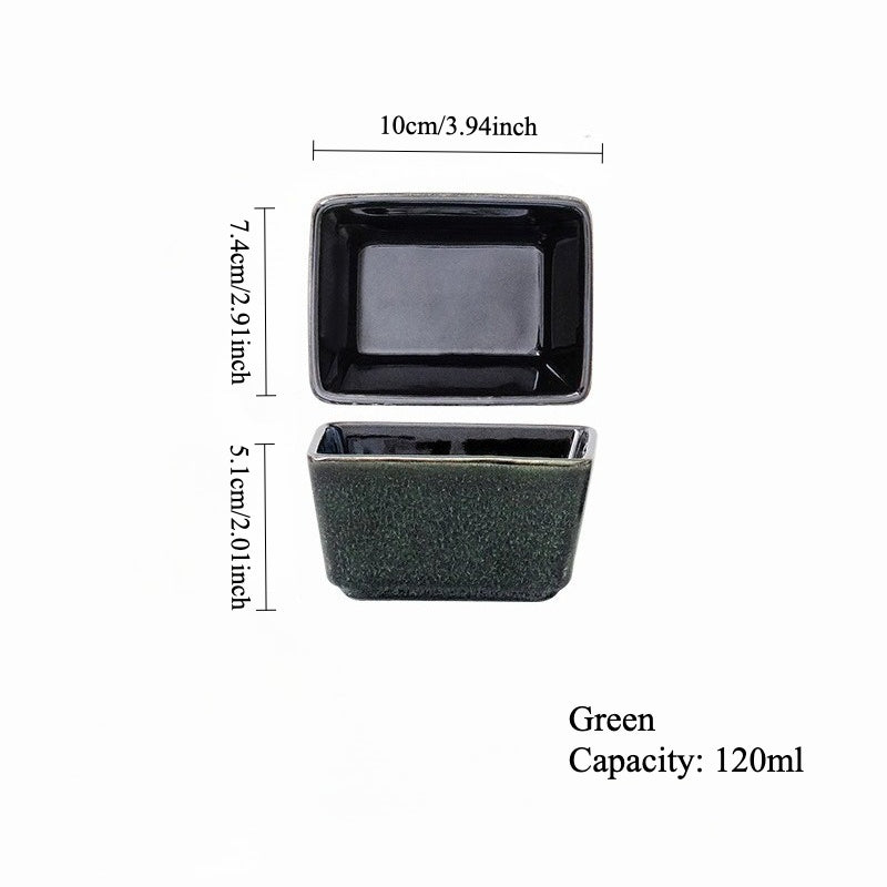 Gohobi Iridescent Kiln-Change Rectangular Ceramic Sauce Bowl