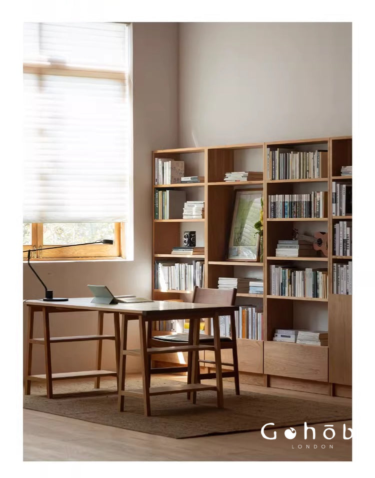 Gohobi Handmade Solid Wood Storage Cabinet – Multi-Layer Wooden Shelving Unit for Living Room or Study | FSC Certified Furniture