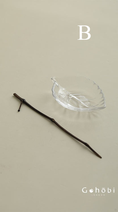 Gohobi Crystal Glass Leaf Tea Holder – Zen Leaf Tea Lotus Presentation Dish