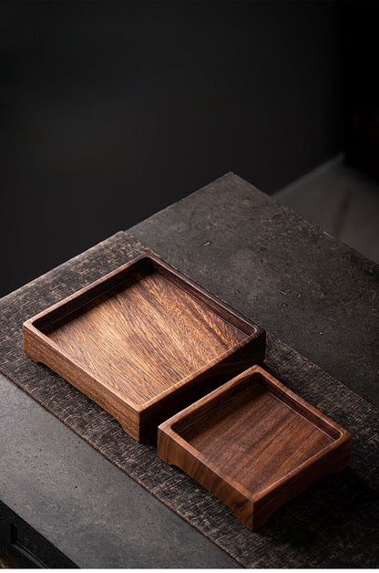 Gohobi Square Walnut Wooden Serving Tray Teapot Tray