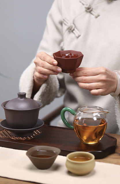 Gohobi Yixing Clay Handmade Purple Sand Gaiwan Tea Set