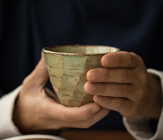 Gohobi Japanese Minoyaki Retro Coarse Pottery Teacup – Wabi Sabi Handmade Ceramic Master Cup | Made in Japan