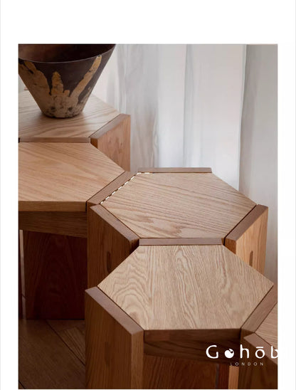 Gohobi Handmade Solid Wood Square Stool – Stackable Wooden Dining Stool Makeup Chair | FSC Certified Furniture, household makeup stool, Chinese square stool can be stacked dining table stool