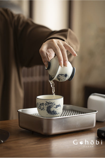 Gohobi Cute Cat Ceramic Travel Tea Set – Portable Gaiwan Tea Cup Set for One
