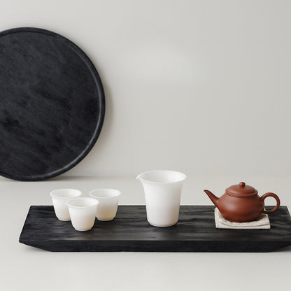 Plateau noir en bois carbonisé de style japonais Gohobi Wabi-Sabi 003