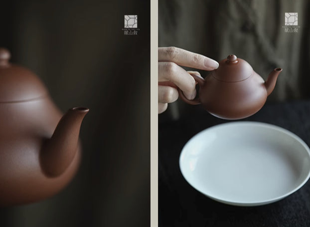 [賦山敘 x Gohobi] Handmade Chaozhou-Style Yixing Zhuni Red Zisha Clay Teapot – Original Ore Small Pear Shape Zisha Gongfu Teapot