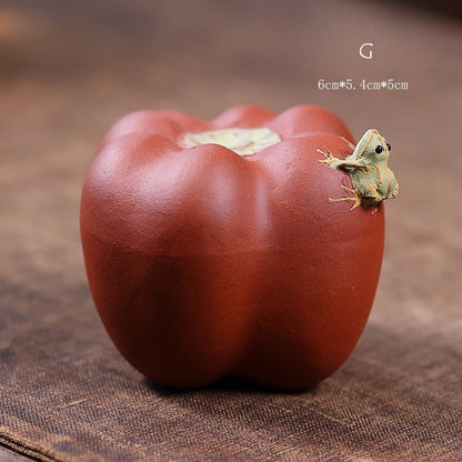 Gohobi Yixing Purple Clay Gourd Frog Tea Pet – Handmade Water-Spraying Ornament