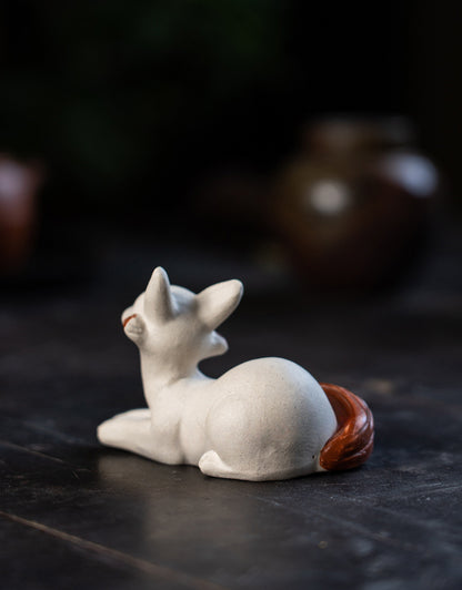 Gohobi Handmade Ceramic YiXing Clay Fox Ornament Tea pet