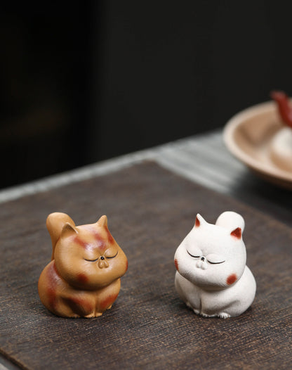 Gohobi Lucky Cat Ornament Yixing Clay Tea Pet