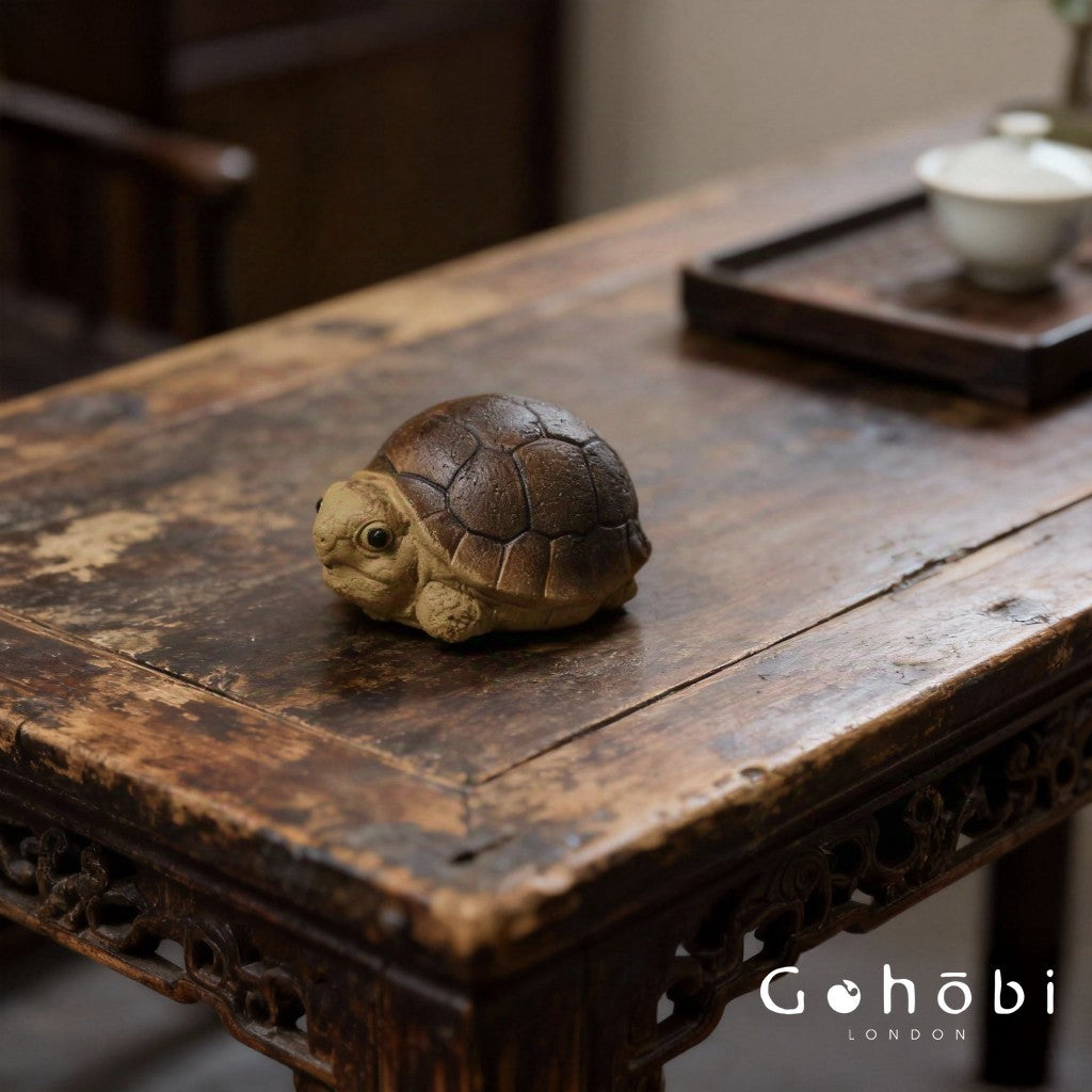 Gohobi Handmade Yixing Purple Clay Turtle Tea Pet – Mini Tea Ceremony Ornament