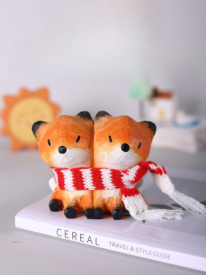 Gohobi Handcrafted Wooden Foxes Ornament