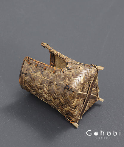 Gohobi Bamboo Woven Tea Cup Holder Basket – Zen Style Tea Set Storage Tube & Chopstick Basket