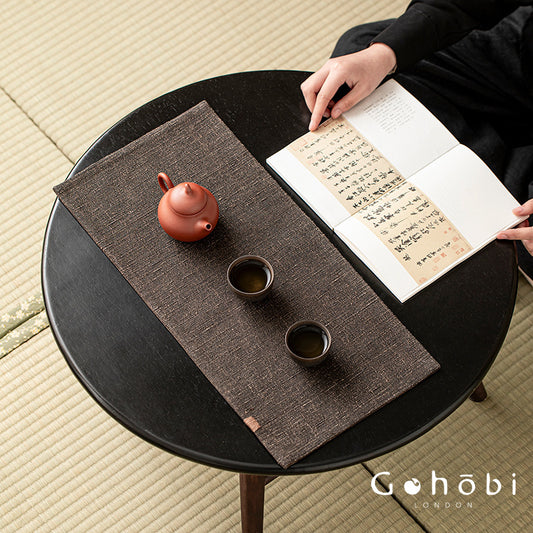 Gohobi Xiangyun Silk Tea Table Mat – Handmade Double-Sided Silk Tea Runner Zen Style