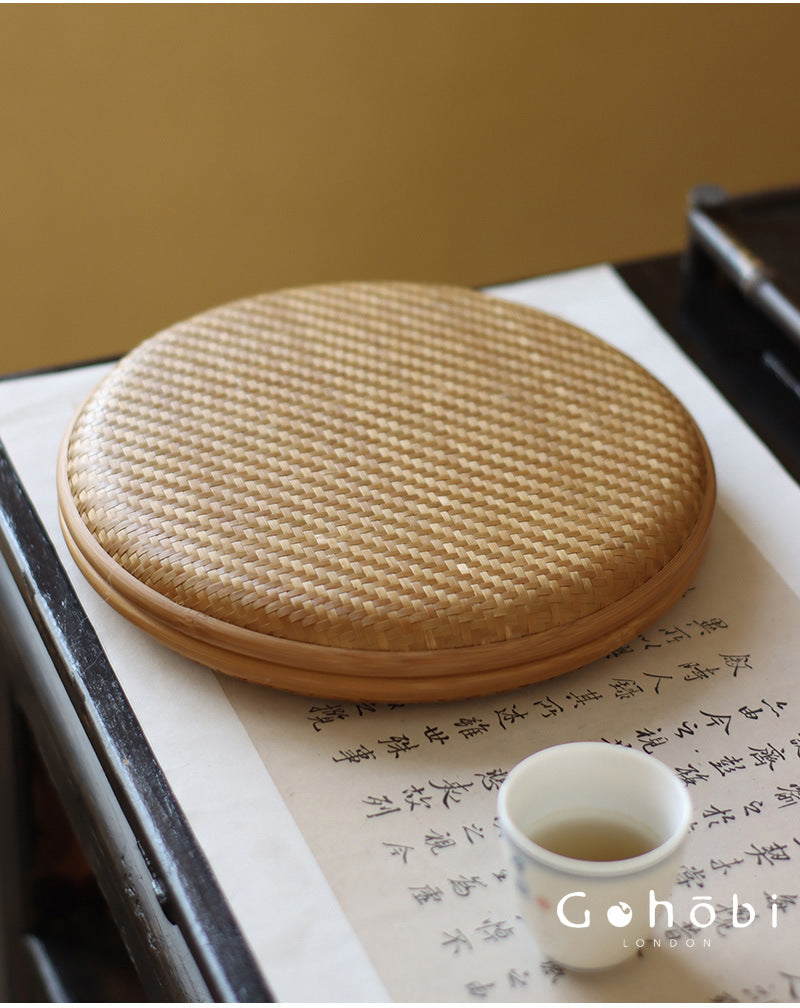 Gohobi Handmade Bamboo Woven Pu'er Tea Box – Retro Chinese Tea Cake Storage Box for Qizi Cake Collection