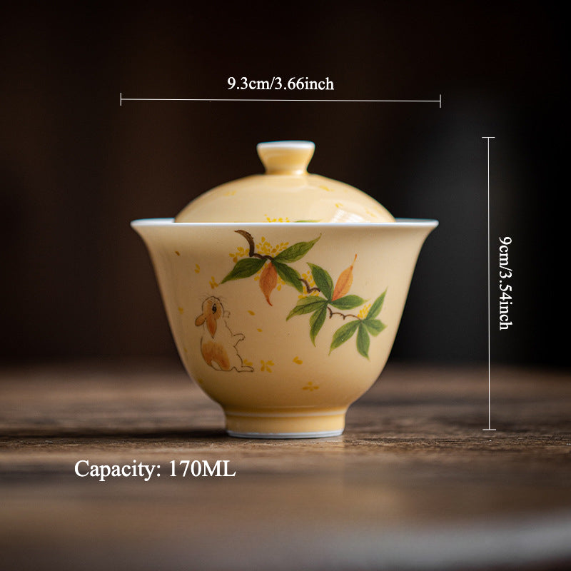 Gohobi Hand-Painted Osmanthus Rabbit Gaiwan