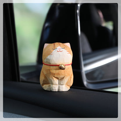Gohobi Handcrafted Large Wooden Orange Cat Ornament