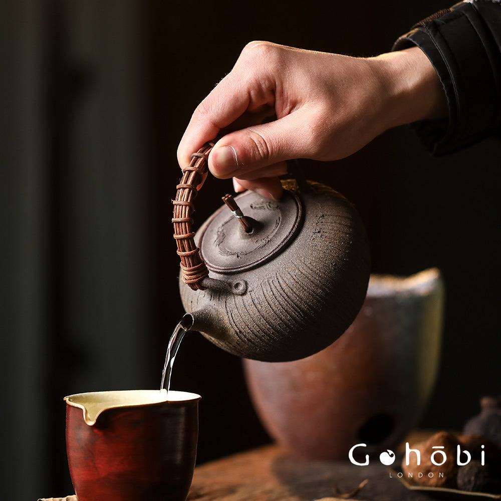 Gohobi Purple Sand Japanese-Style Teapot – Charcoal Stove Aesthetic Kung Fu Tea Brewer (600ml)
