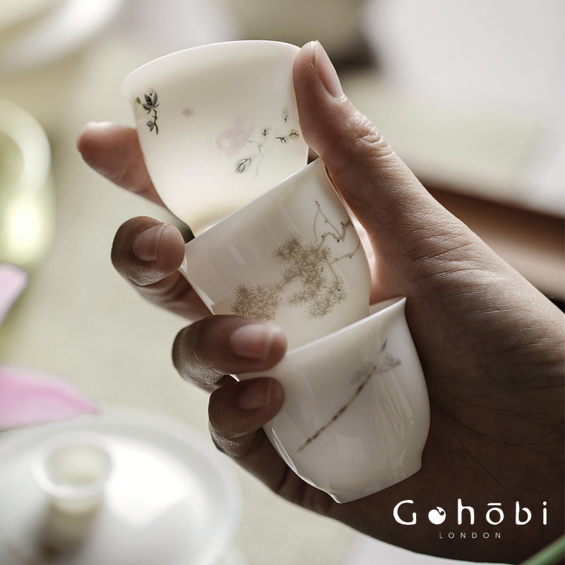 Gohobi Sweet White Porcelain Teacup – Handmade Thin Porcelain Gongfu Master Cup