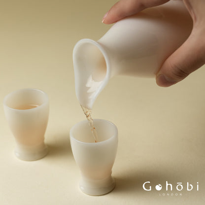 Gohobi Ice White Jade Porcelain Wine Set – Luxury Ceramic Sake Dispenser & Cups